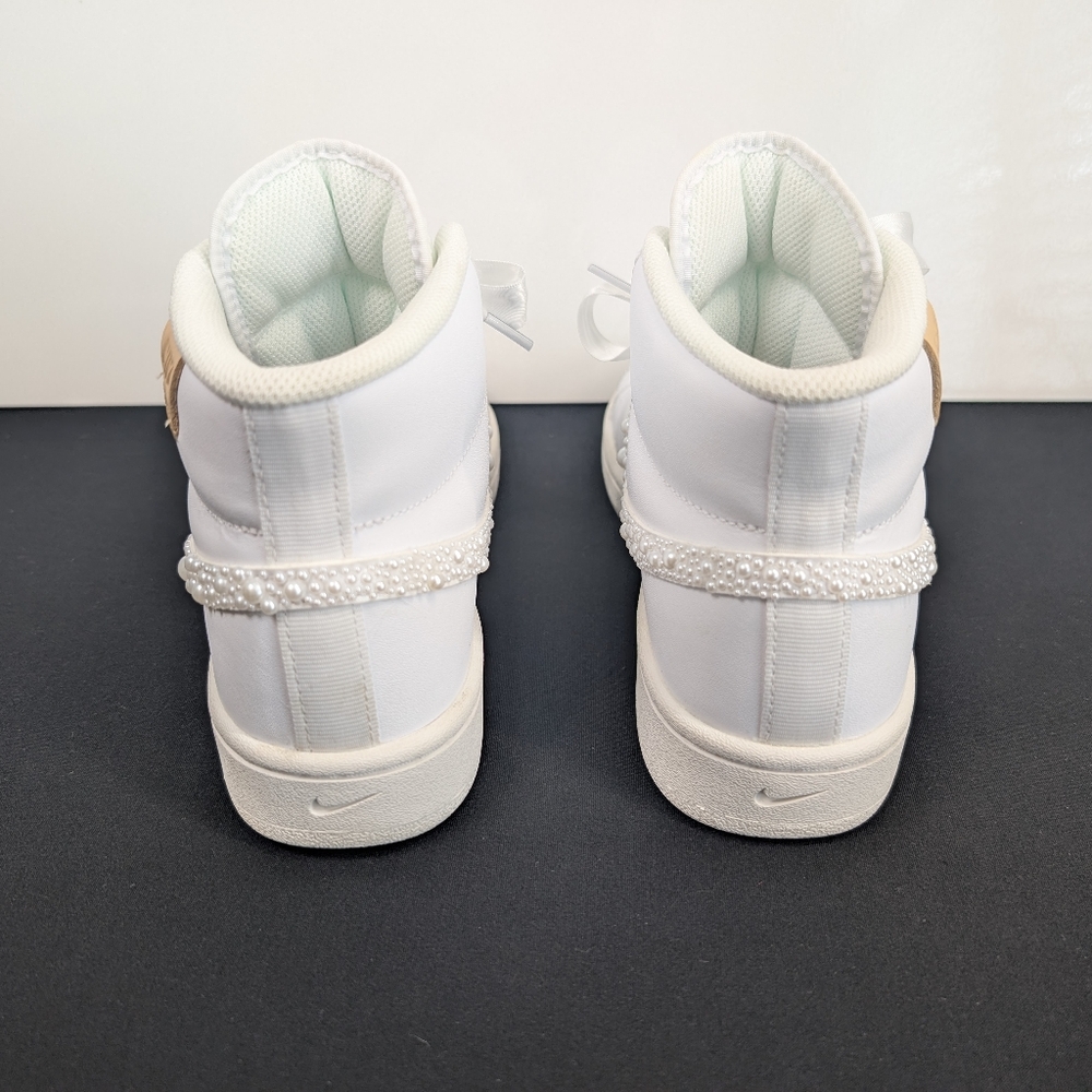 Handmade Pearl Nike Court Royal 2 Mid Sneakers - Custom Artisan Shoes - Picture 6 of 11